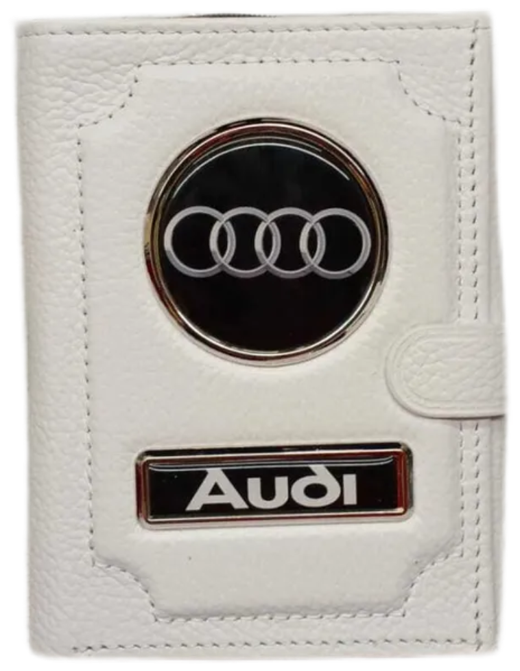 Обложка для автодокументов и паспорта Audi (ауди) кожаная флотер 4 в 