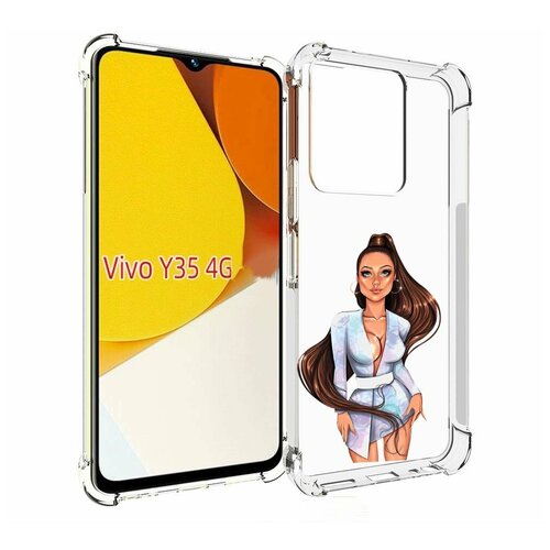 Чехол MyPads девушка-с-очень-длинными-волосами женский для Vivo Y35 4G 2022 / Vivo Y22 задняя-панель-накладка-бампер