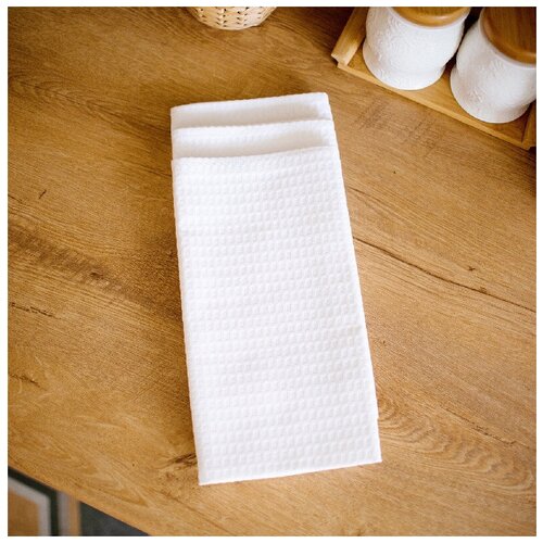 Набор полотенец кухонных / Белый / 3 шт. / 45*60 см / кухонное полотенце / полотенце для кухни / комплект полотенец