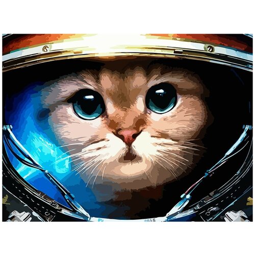 Картина по номерам на холсте космос космический кот космонавт - 6837 Г 30x40 картина по номерам на холсте космос космический фрукт апельсин 6831 г 30x40