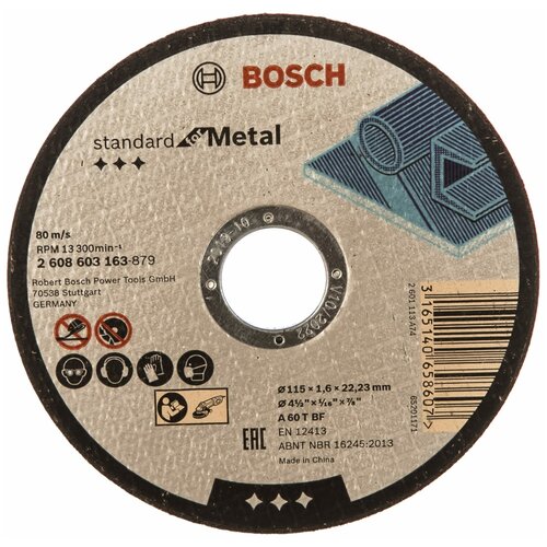 Круг отрезной по металлу Standard 115х22.2х1.6 мм Bosch 2.608.603.163