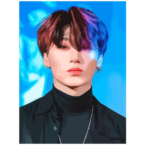 Картина по номерам на холсте Музыка KPOP Ateez Сан - 6060 В 30x40