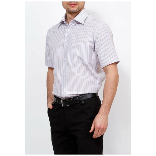 фото Рубашка мужская короткий рукав casino c121/0/7392/z, полуприталенный силуэт / regular fit, цвет голубой, рост 174-184, размер ворота 39