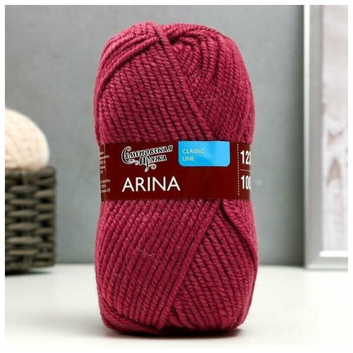 Пряжа Arina (АринаПШ) 50% шерсть, 50% акрил 123м/100гр (51 брусничн.) (1 шт.)