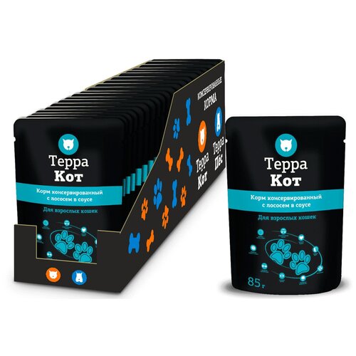 Терра КОТ для взрослых кошек с лососем в соусе (85 гр х 26 шт)