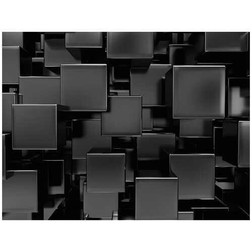 Фотообои Уютная стена Черные кубы 3D 360х270 см Виниловые Бесшовные (единым полотном)