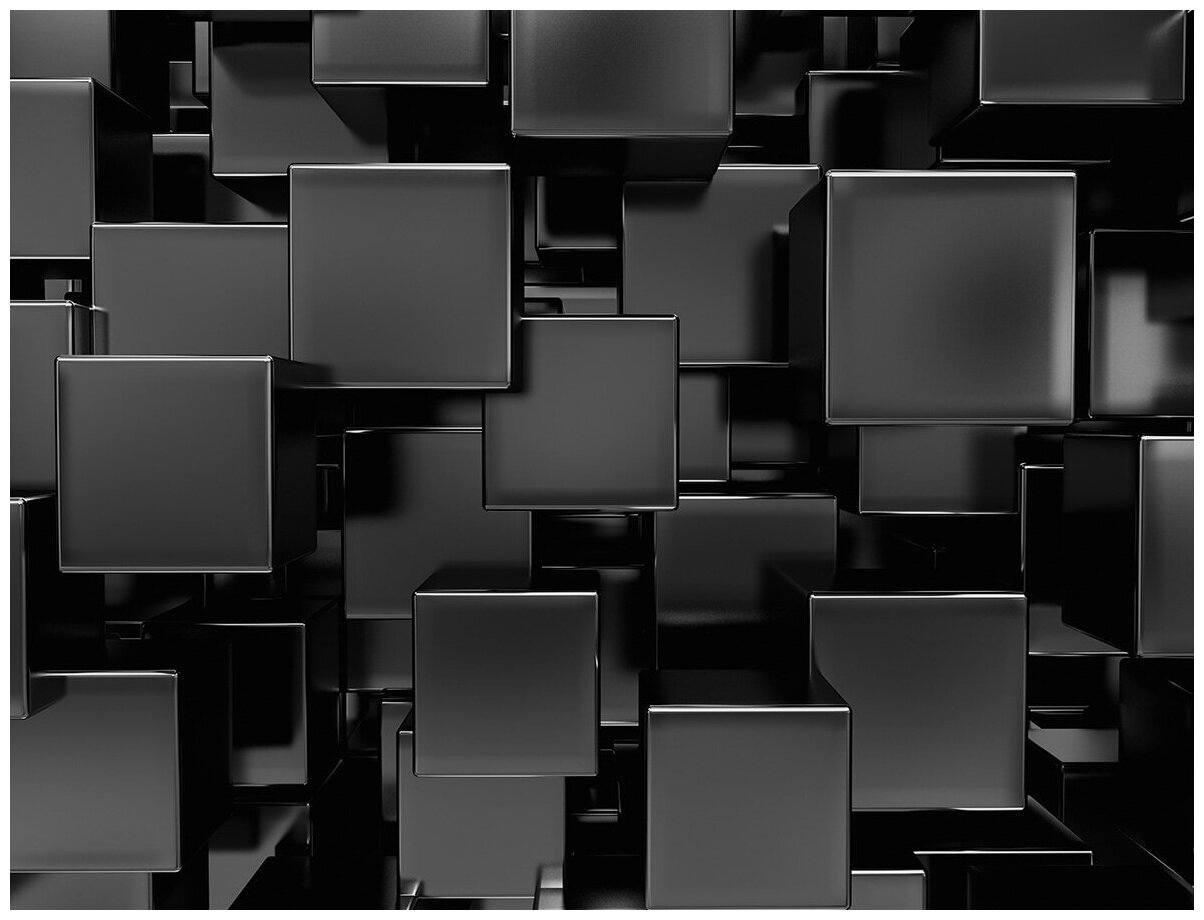 Флизелиновые фотообои Уютная стена "Черные кубы 3D" 360х270 см с текстурой Песок