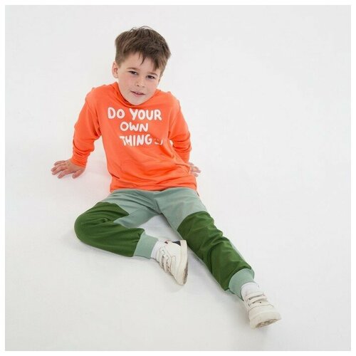 фото Брюки для мальчика, цвет серо-зеленый, рост 116 мануфактурная лавка