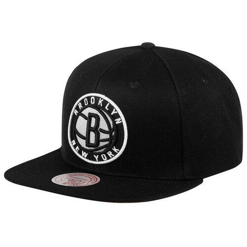 фото Бейсболка с прямым козырьком mitchell ness 6hsssh21228-bneblck brooklyn nets nba, размер one mitchell & ness