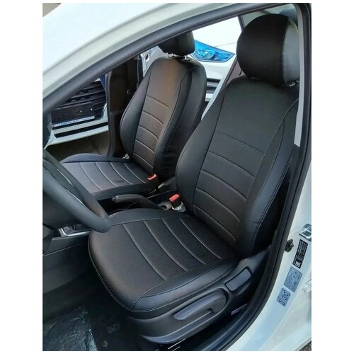Чехлы на сидения автомобиля Киа Рио Хлайн (Kia Rio X-line) с 17 -21 г.в. (спинка заднего сидения 40/60, сидение сплошное) из экокожи черные