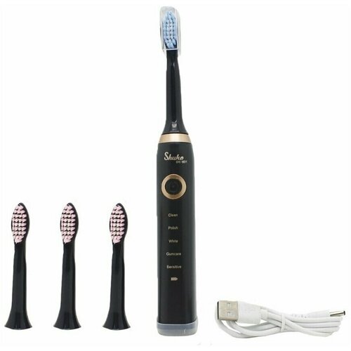Электрическая зубная щетка Shuke SK-601 4 насадки черная 69900₽