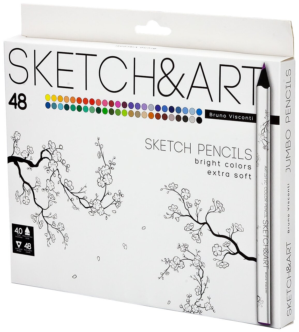 Скетч карандаши цветные "SKETCH&ART" утолщенные, грифель 4 MM, 48 ЦВ, Арт. 30-0117
