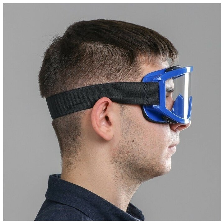 Очки-маска для езды на мототехнике стекло прозрачное цвет синий