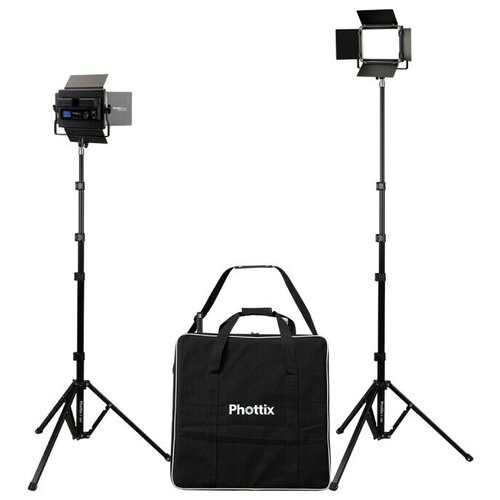 Комплект постоянного освещения с пультом д/у 100Вт 3200K-5600K Kali50 Studio LED Twin Kit Set Phottix (81444)