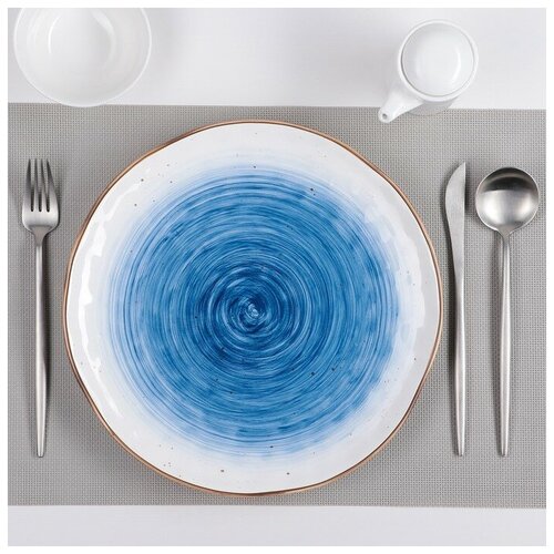 Тарелка керамическая Доляна «Космос», d=27,5 см, цвет синий