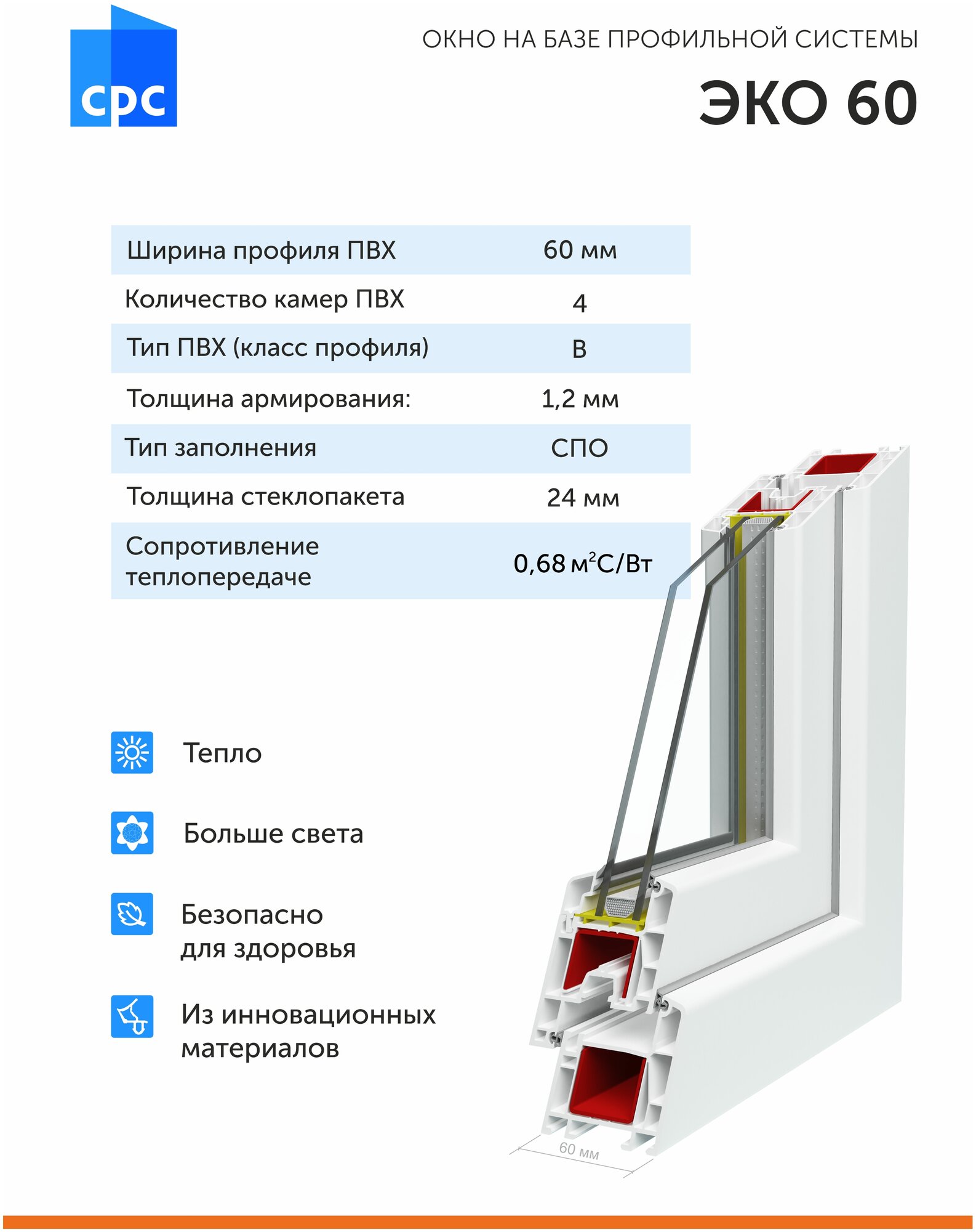 Окно ПВХ 70х110 см, 1-камерный стеклопакет, глухое - фотография № 3