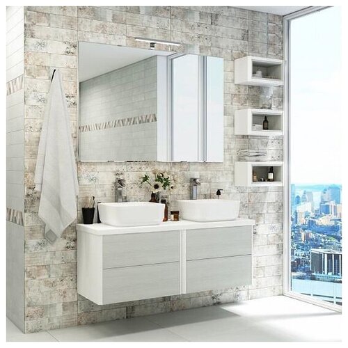 фото Мебель для ванной акватон брук 120 (60+60) (тумба с раковиной + зеркало)
