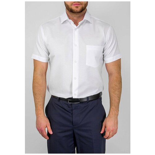 Рубашка мужская короткий рукав GREG 111/101/8024/Z*, Полуприталенный силуэт / Regular fit, цвет Белый, рост 174-184, размер ворота 39