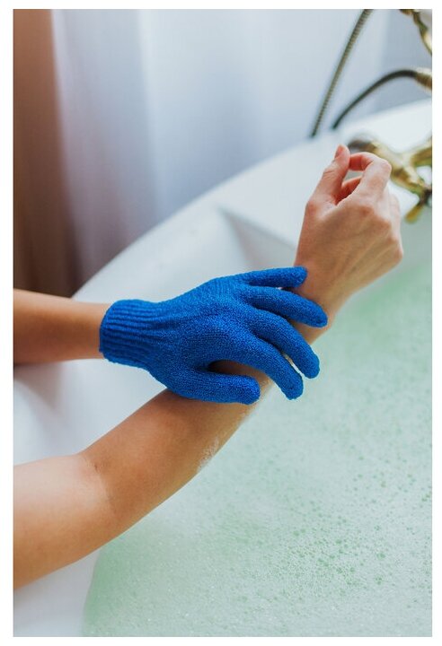Мочалка-перчатка массажная Доляна, 14x18 см, однотонная, цвет микс - фотография № 1