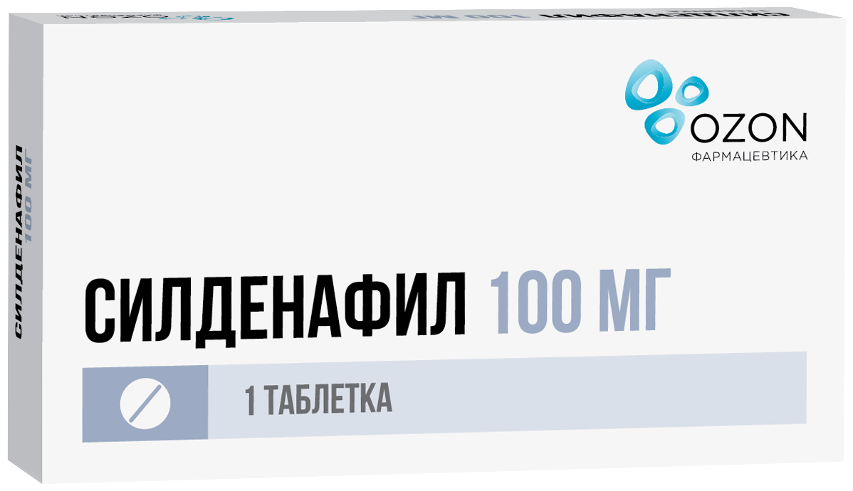 Силденафил таб. п/о плен., 100 мг, 1 шт.