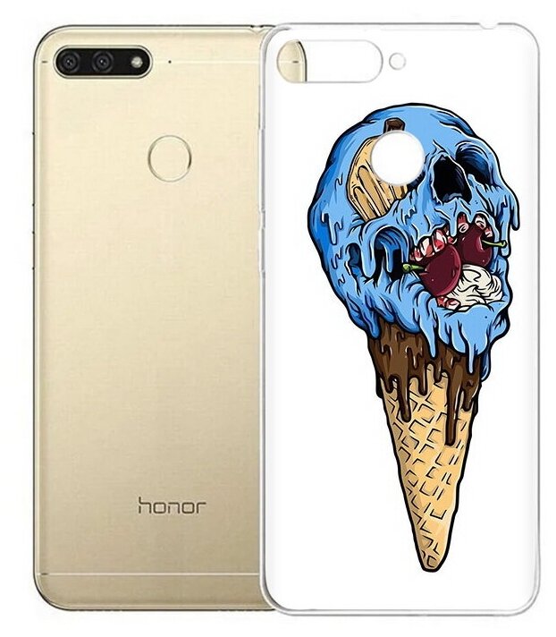 Чехол задняя-панель-накладка-бампер MyPads мороженное череп для Huawei Honor 7C/Huawei Honor Play 7A High противоударный - фотография № 1