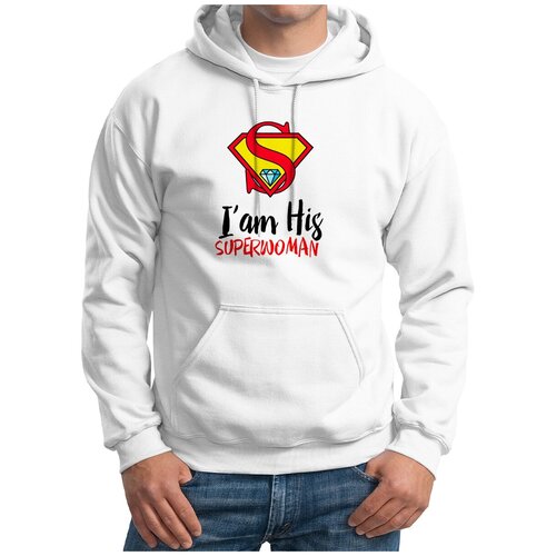 Толстовка Худи белые CoolPodarok I AM HIS SUPERWOMAN