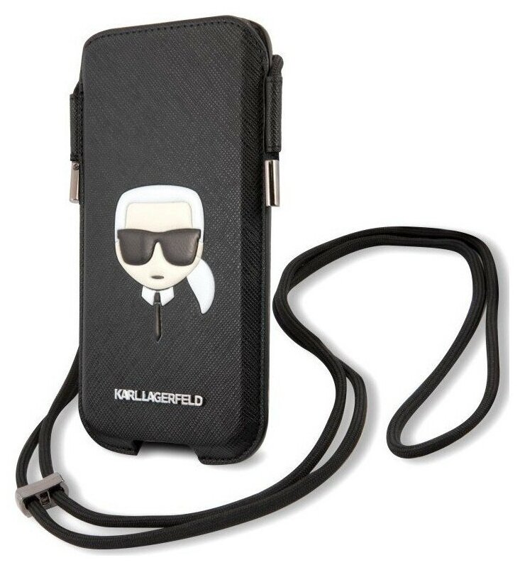 Чехол Karl Lagerfeld Pouch PU Saffiano Karl Head (medium), цвет Черный (KLHCP12MOPHKHK)