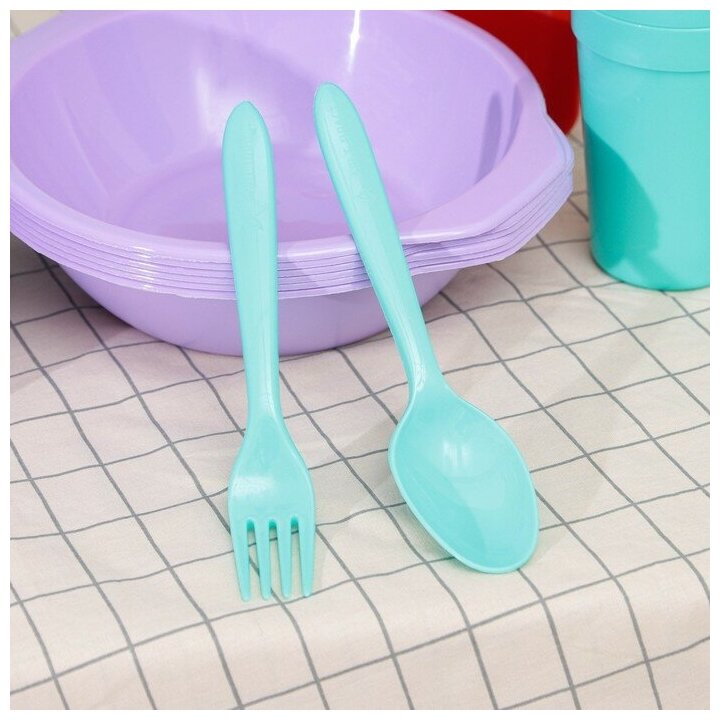 Набор посуды на 6 персон «Все за стол» 44 предметов цвет микс
