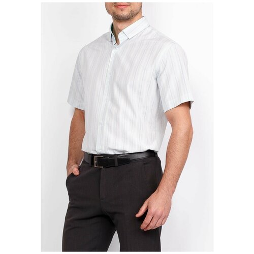 Рубашка мужская короткий рукав GREG 141/109/59/Z/b/1, Полуприталенный силуэт / Regular fit, цвет Белый, рост 174-184, размер ворота 39