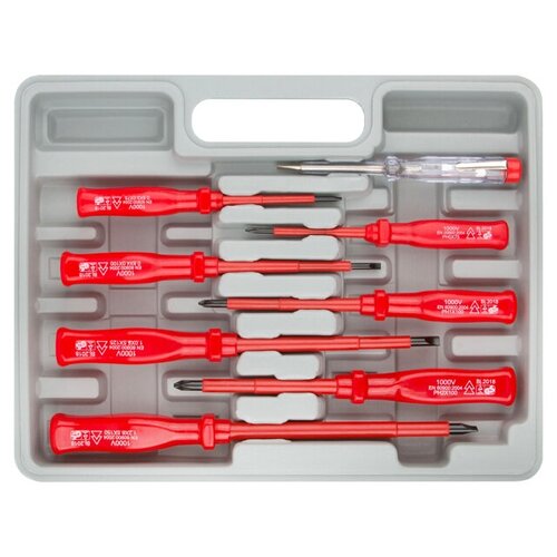 Набор отверток диэлектрических fit до 1000в 8предметов отвертка индикаторная 3670₽