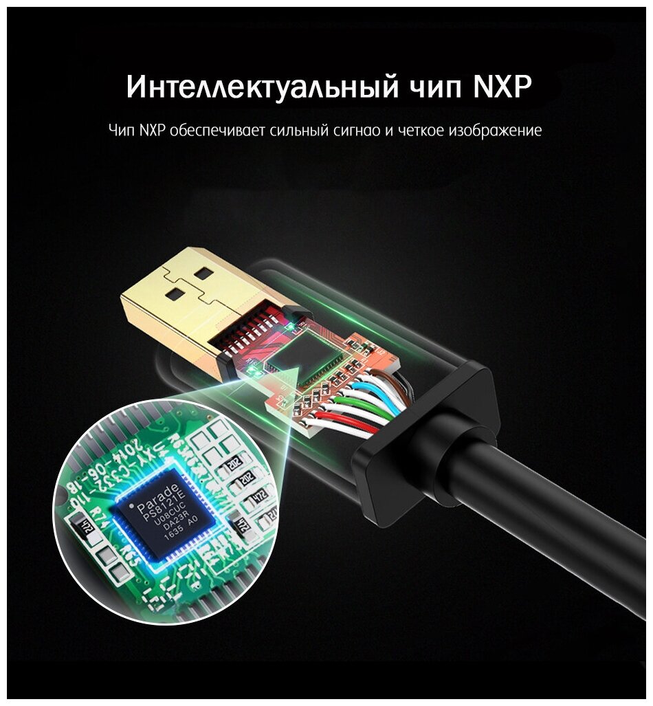 Кабель интерфейсный UGREEN 10221_ DP(M)/DVI(M), 2м, черный - фото №5