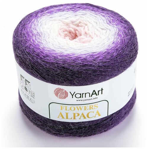 Пряжа YarnArt Flowers Alpaca (ЯрнАрт Фловерс Альпака) 1 моток цвет 427 Фиолетовый, Белый, Розовый, 20% альпака, 80% акрил, 250г, 940м