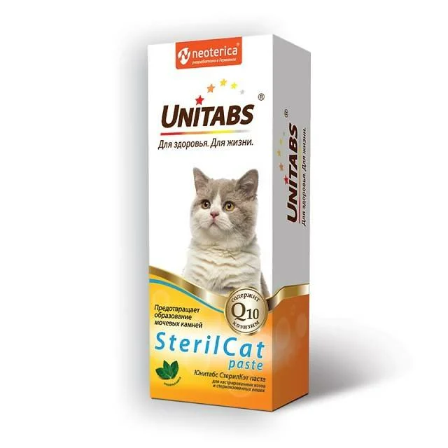 Кормовая добавка Unitabs SterilCat для кастрированных котов и стерилизованных кошек паста , 1 шт. в уп. х 2 уп.