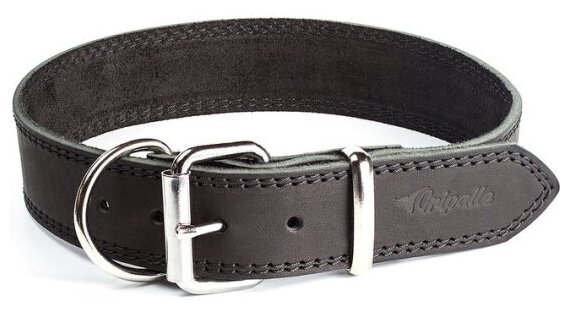 Ошейник кожаный для собак GRIPALLE Дакс , натуральная кожа, стальная фурнитура, размер: ширина 40 мм, длина 65 см, цвет черный, - фотография № 2