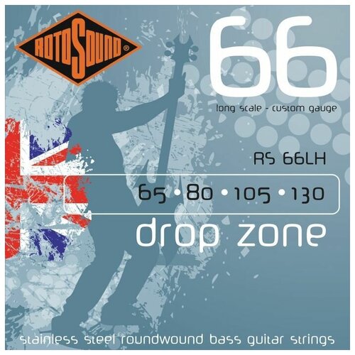 Струны для бас-гитары с пониженным строем, сталь, 65-130 - ROTOSOUND RS66LH BASS STRINGS STAINLESS STEEL