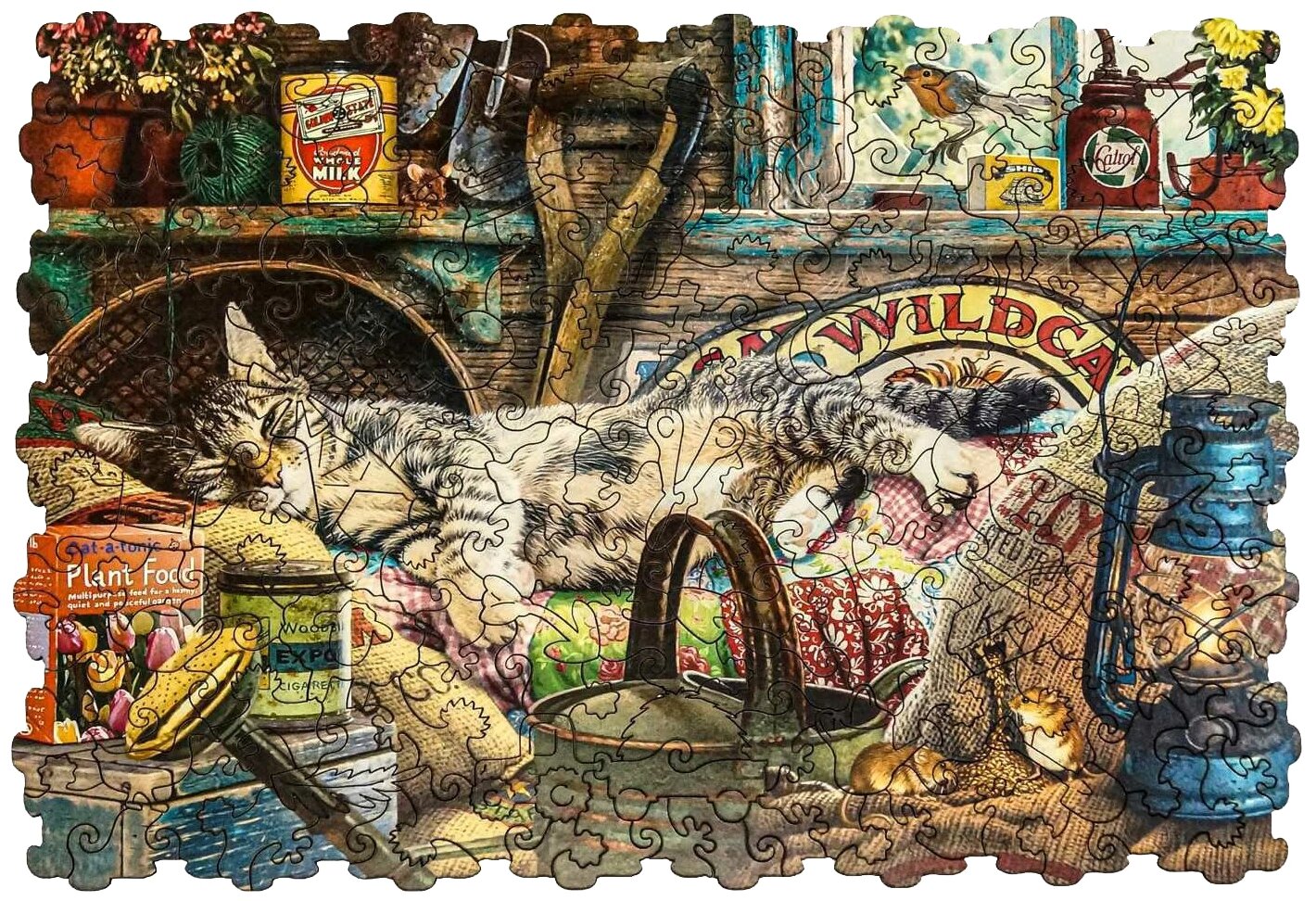 Деревянные пазлы для взрослых и детей Zufa / Фигурные пазлы / Развивающие игры / Кот Том 180 деталей 30х22 см