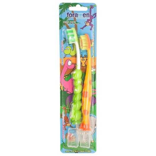 Детская зубная щетка FORAMEN EXTRA SOFT Animals 2 шт. в одной упаковке