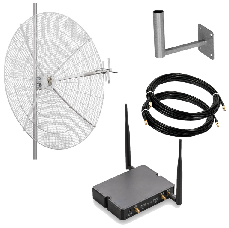 Комплект интернета для дачи 3G / 4G LTE, роутер Kroks cat.6, антенна KNA27-800/2700P до 40 км от БС