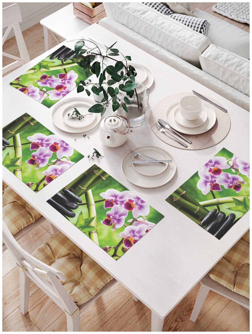 Комплект салфеток JoyArty "Бамбук и цветы" для сервировки стола (32х46 см, 4 шт.)