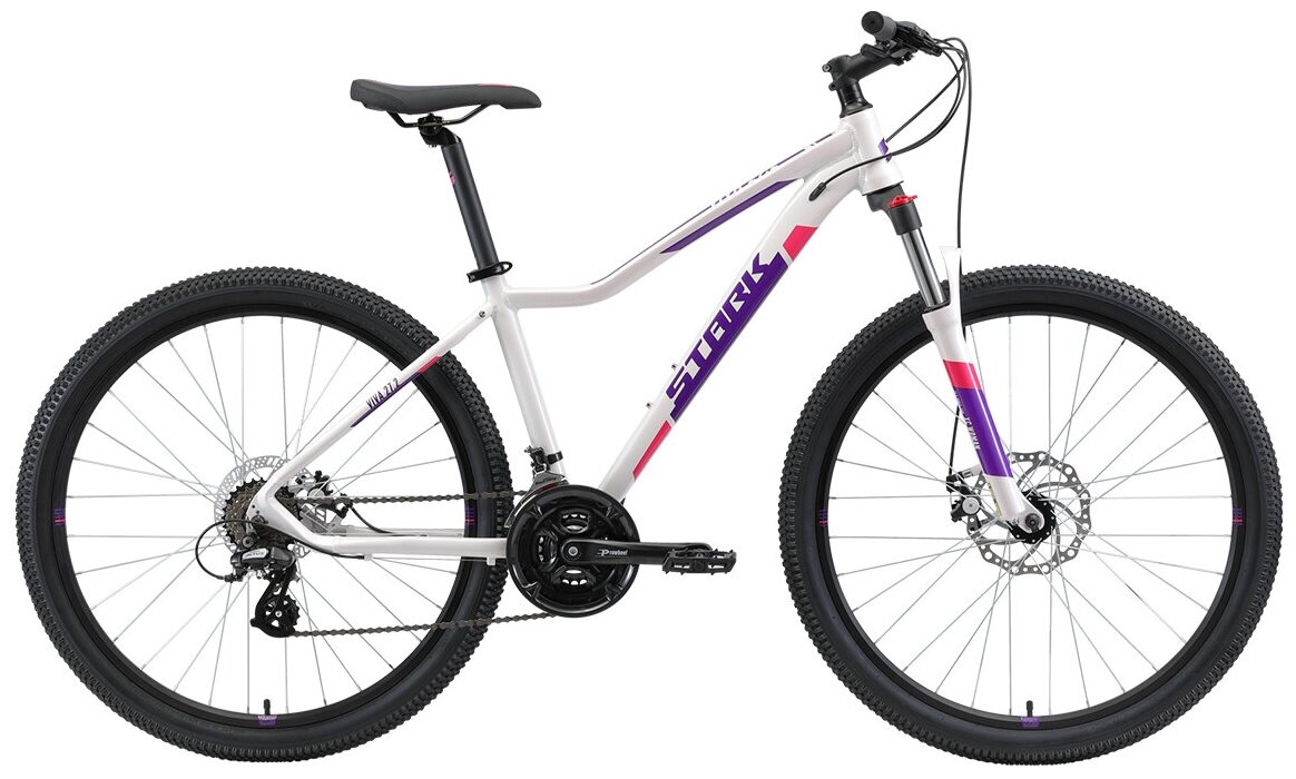 Велосипед STARK Viva 27.2 D (2020-2021) горный рам.:14.5" кол.:27.5" белый/фиолетовый 15.9кг (HQ-000 (HQ-0004704)