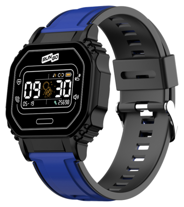Смарт-часы RunGo W4, 0.96", TFT, функция разговора, шагомер, пульсометр, 90 мАч, сине-черные