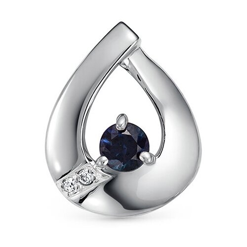 Подвеска с сапфиром и 2 бриллиантами из белого золота 85950 VESNA jewelry