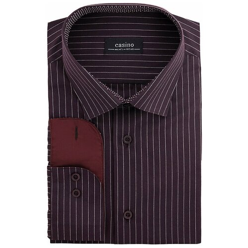 фото Рубашка мужская длинный рукав casino c661/15/7107/h/z/1p, полуприталенный силуэт / regular fit, цвет бордовый, рост 174-184, размер ворота 39