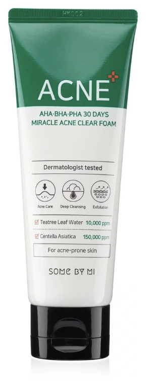 Some By Mi очищающая пенка AHA-BHA-PHA 30 days miracle acne, 100 мл, 120 г