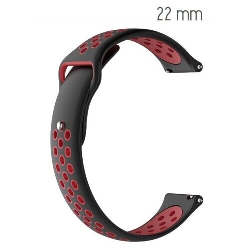Универсальный спортивный ремешок для Huawei, Samsung, Garmin, 22 мм. черный/красный. силиконовый ремешок для часов sаmsung galaxy watch amazfit pace stratos 1 2 2s gtr 47 мм sport watch 22 мм серый