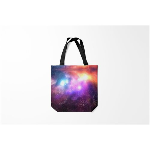 фото Сумка-шоппер / 40х40 см / неоновые принты / космос сияние и звезды burnettie