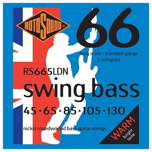 Струны для 5-струнной бас-гитары, никелевое покрытие, 45-130 ROTOSOUND RS665LDN BASS STRINGS NICKEL