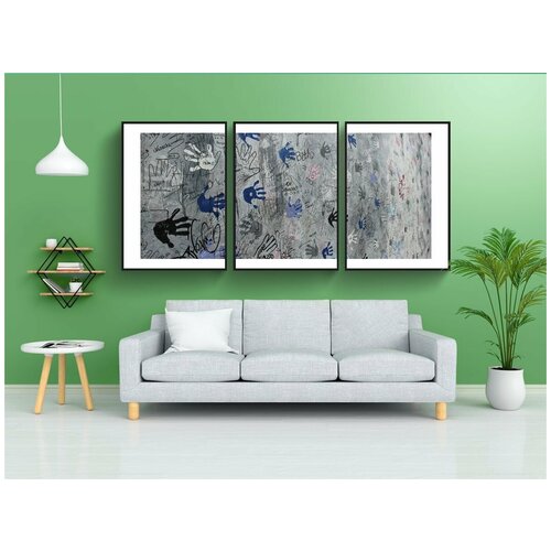 фото Набор модулных постеров для интерьера "берлин, стена, германия" 60x90 см. в тубусе, без рамки lotsprints