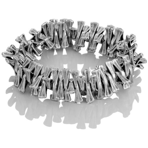 Браслет L'attrice di base, размер 15 см, серебристый широкий дизайнерский искусственно состаренный браслет покрытый серебром