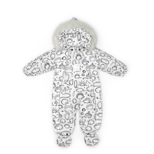 фото Комбинезон трансформер детский для новорожденных зимний. malek baby. ежи в контуре на белом, 163шм/2 (80 см)